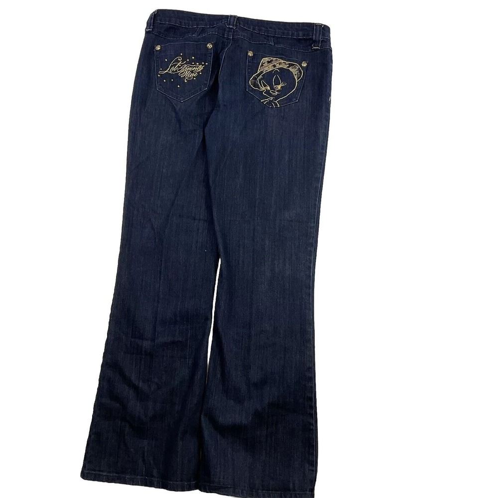 Lot 29 Women Jeans Cotton Dark Wash 15 Tweety Bird Embroidered Y2K Bootcut